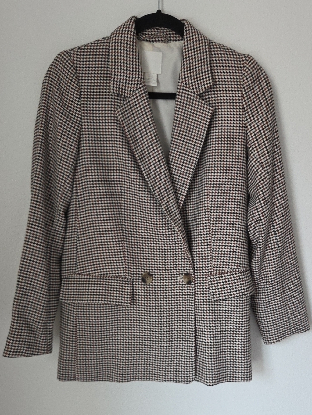 Houndstooth Double-Breasted Blazer